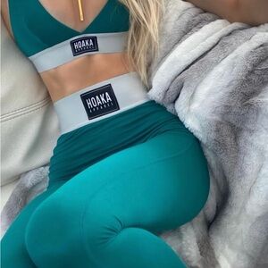 Hoaka apparel emerald Striped Leggings made in viscose bamboo large